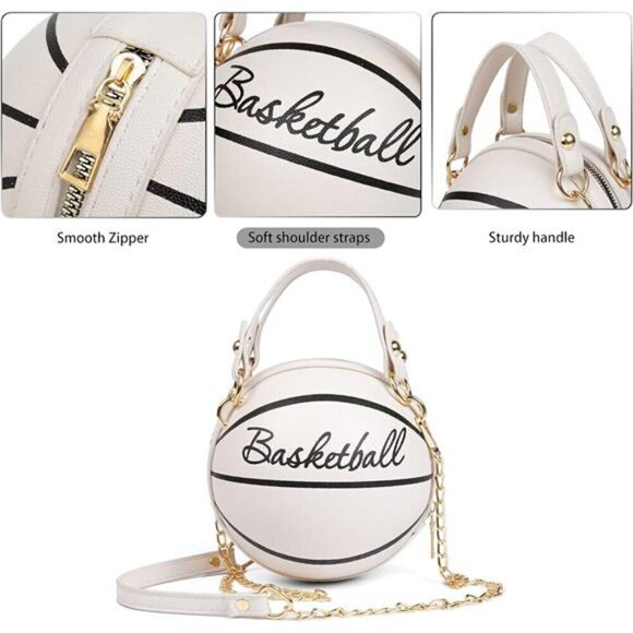 Basketball Purse Bag Shoulder Handbag Messenger Handbag Mini Zipper Women's - Picture 5 of 8